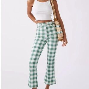 Wrangler Green and White Gingham Boot Cut Pants